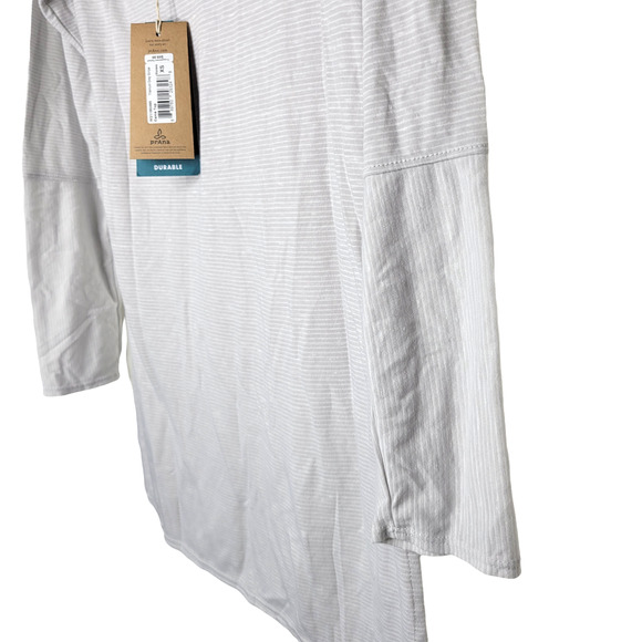 Prana Esme Titanium Grey w/ White Stripe Boat Neck Long Sleeve Tunic Top Sz XS - Picture 4 of 8